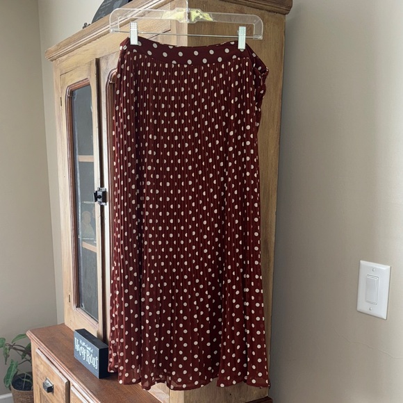 Ellison A-Line Skirt - Burgundy Polka Dot - Picture 1 of 5